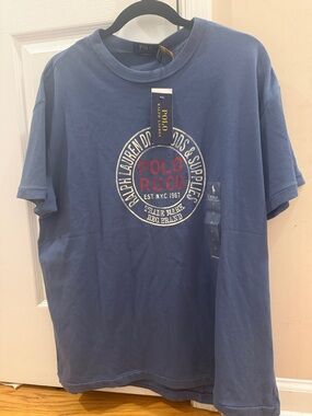 Polo by Ralph Lauren Blue Short-Sleeve Logo Tee with Red Accent